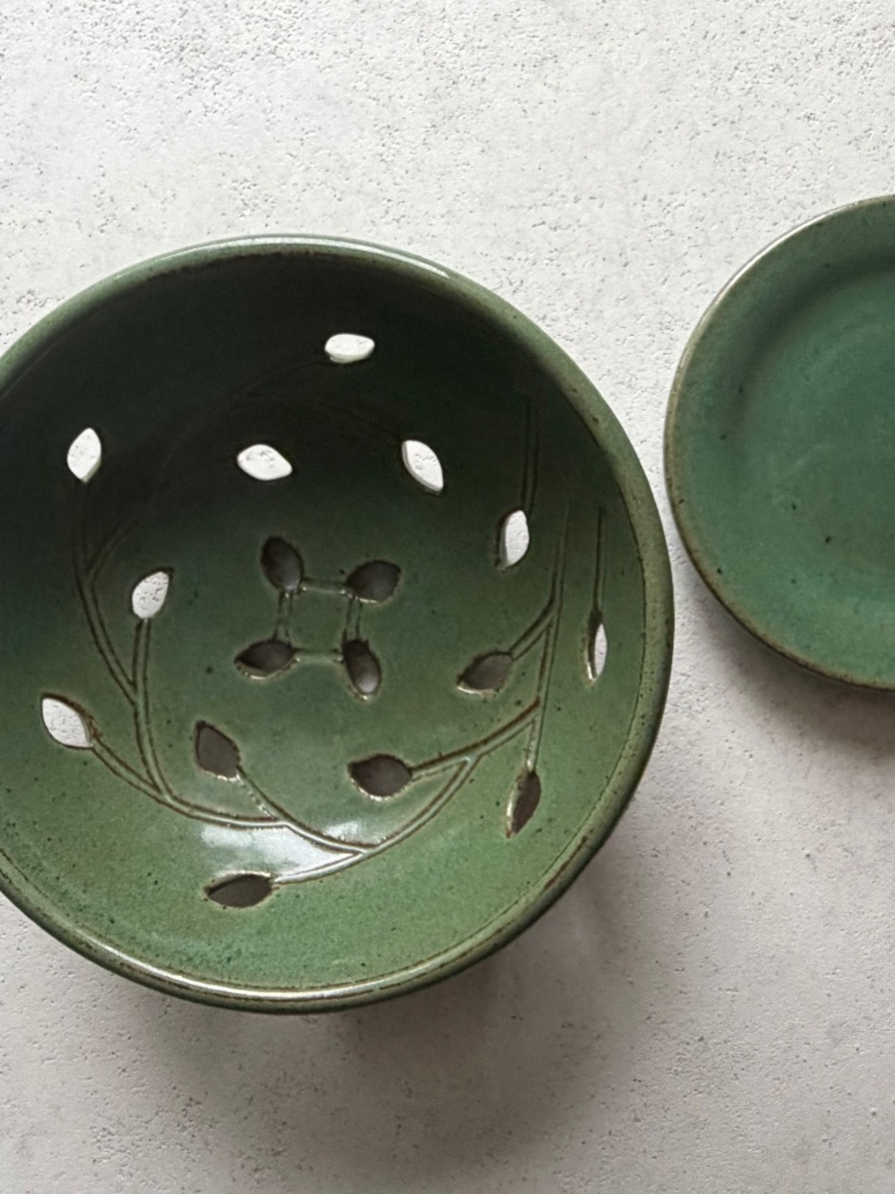 Handmade Pottery Green Berry Bowl by Mary Laabs